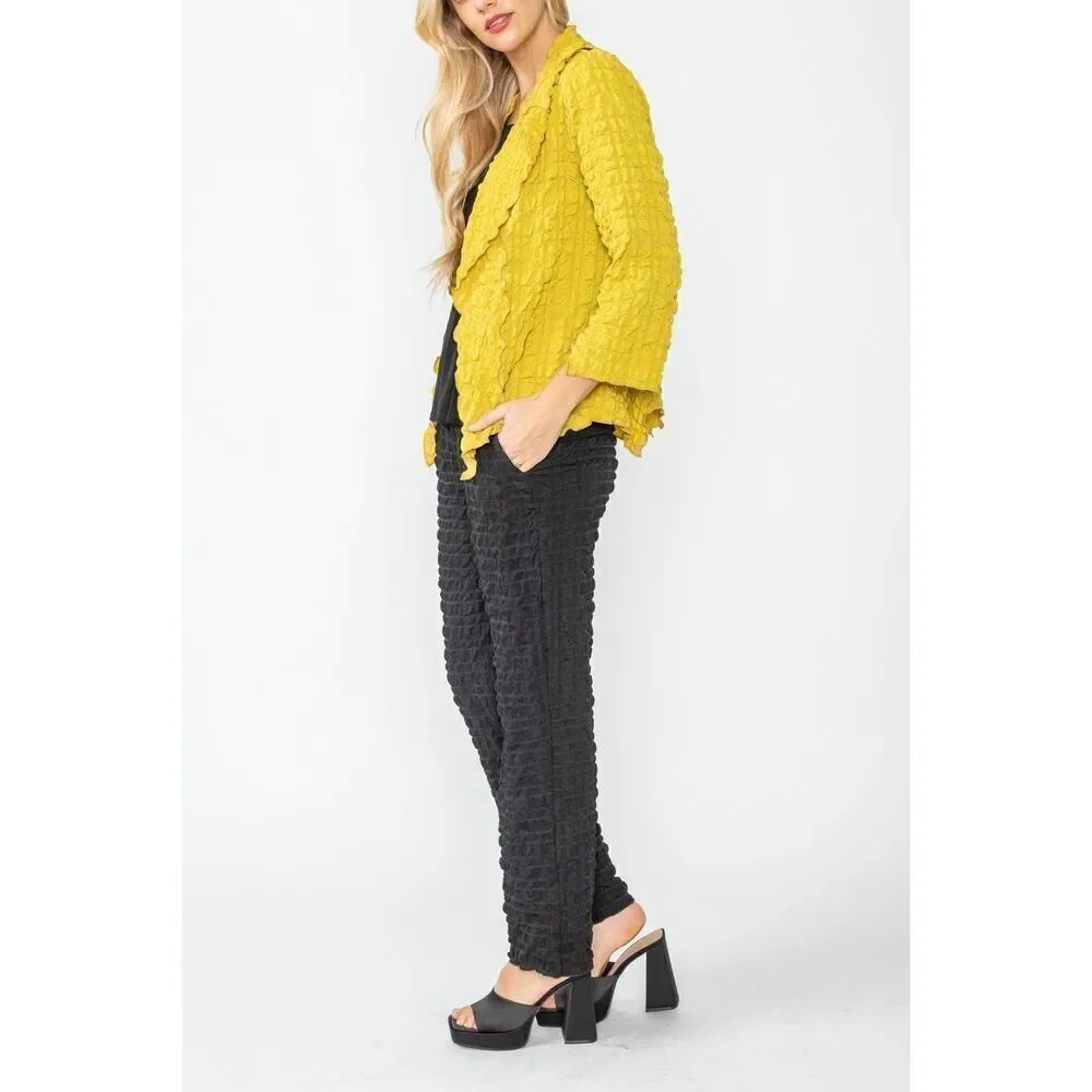 IC by Connie K Collection Women’s Mustard Yellow Bubble Check Merrow Detail Open